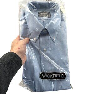NWT Wickfield Men Dress Shirt Size 14.5 Neck Light Blue Permanent Press Workwear